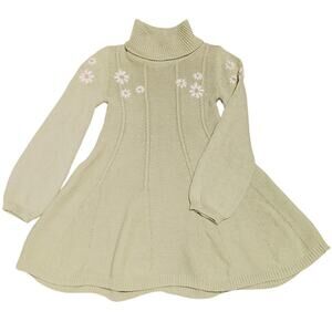 Cupcakes & Cashmere Sweater Dress Long Sleeve Turtle Neck Green Girls Size 5/6